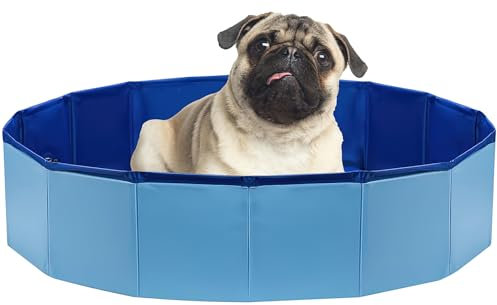LYCN Small Paddling Pool for Dogs, Pet Swimming Pool, Foldable Dog Pool, Portable Small Plastic Bathing Pool Bathtub for Puppy Cat Pets Toddler (Blue)