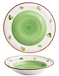 Assiettes à dîner, assiettes à dîner en porcelaine de 8,5 pouces for salade, dessert, steak, pâtes, vaisselle de cuisine, vaisselle de cuisine, ensemble de 2 pièces, rouge, plat profond (Color : Gree