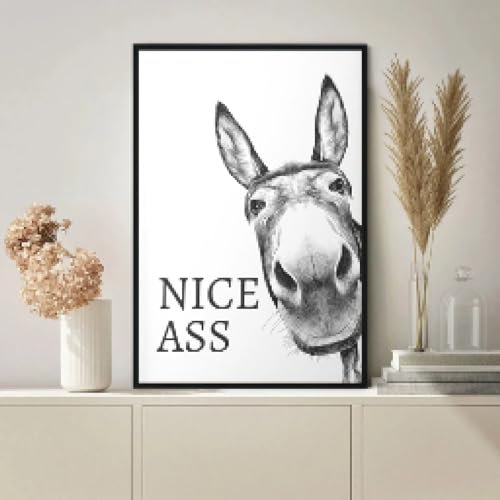 GERRIT „Nice Ass“-Zitat, lustiger Esel, Leinwandgemälde, minimalistische Poster und Drucke, Wandkunst, Toilettendekoration, Badezimmerdekor, Bild, 30 x 50 cm, rahmenlos