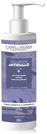 Capellissima Shampoo Antigiallo Professionale Per Capelli Biondi Decolorati, Grigi o Bianchi Neutralizza Riflessi Gialli Brillantezza e Luminosità Istantanee Arricchita con Olio di Argan 250ML