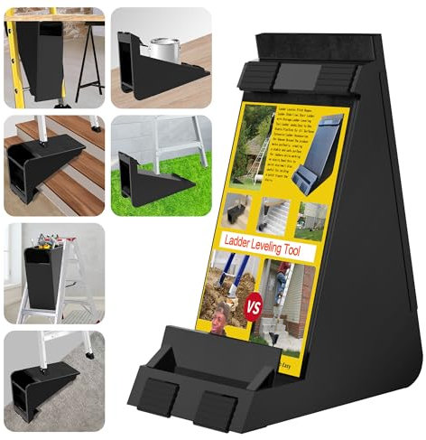 Ladder Leveler,Pitch Hopper,Heavy Duty Steel Ladder Stabilizer,Stair Ladder with Storage,Ladder Leveling Tool,Ladder Jacks,Easy to Use,Stable Platform for All Surfaces,Extension Ladder Accessories for