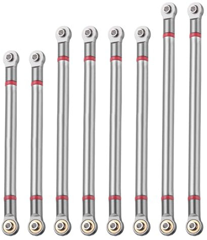 sourcing map 8pcs Wheel Base Link Rod Linkage Aluminum Alloy 313mm Wheel Base Upper Lower Link Rod Chassis Linkage for SCX10 1/10 RC Car Crawler Upgrade Parts,Titanium Grey