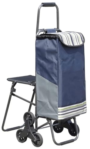 Einkaufswagen Treppensteiger Trolley Faltbarer Einkaufstrolley Mit Sitz, Robuster Treppensteiger-Einkaufswagen Auf Rädern Für Lebensmittel, Wäsche, Reise-Treppenwagen Einkaufstrolley Klappbar(A)
