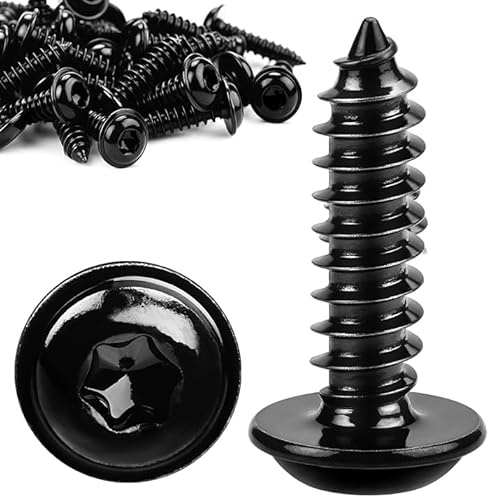 Lot de 60 vis à bois noires M3 x 16 mm à tête bombée galvanisées auto-taraudeuses avec rondelle pour panneaux acoustiques en acier inoxydable 304 à tête plate Torx