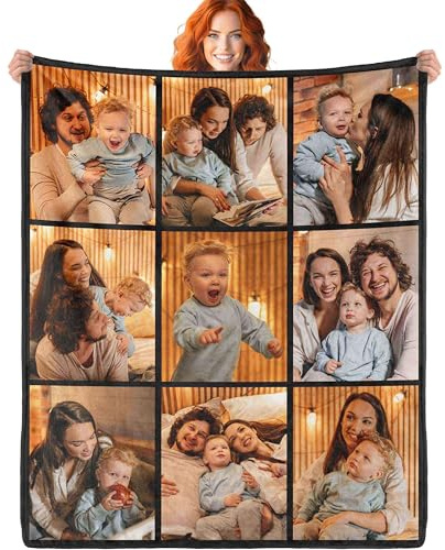 ERICAT personalisierte Decke Foto und Text,Decke personalisiert Baby Decke,kuscheldecke personalisiert,kuscheldecke mit Foto,selbst gestalten Geschenke für Mama, Papa, Paare, Freundin, Freund