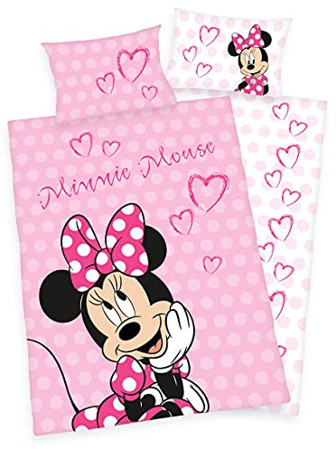 Disney Minnie Mouse Bed Linen 40 x 60 cm + 100 x 135 cm, 100% Cotton with Zip