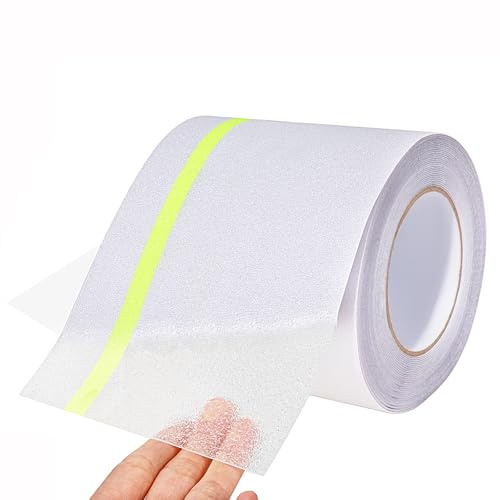 OQingluan Bande Antidérapante Escalier Phosphorescent, 15cm*10m | Ruban Antidérapant Adhésif , Ruban de Traction Antidérapant, Transparent, pour l'intérieur/l'extérieur