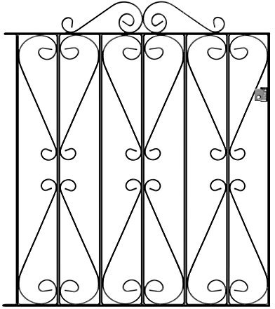 Regent Scroll Metal Garden Gate Galvanised Wrought Iron Style Pedestrian Gates (838mm Gap X 914mm High RSZP2)
