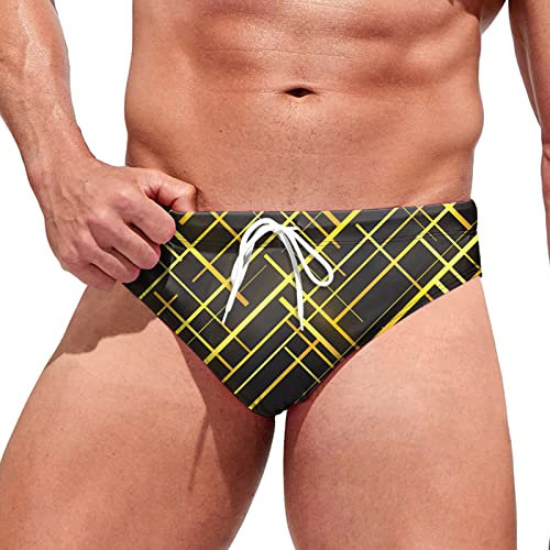 Sunfashion Wasserball Badehose Bedruckte Badehose Hosen Shorts Slim Wear Badeanzug Slips Leoparden Badehose (Yellow, XL)