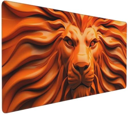 Tapis de Souris 50x25 cm Grand Tapis Souris XXL, Le Lion Tapis de Souris Bureau Gamer, à Bords Cousus, Base en Caoutchouc Antidérapante, sous Main pour Clavier et Souris, Decoration Maison E-901