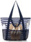 HOMESPON Strandtasche Damen mit Reißverschluss Große Wasserdicht Mesh Badetasche Familie Faltbar Beach Tote Bag Shopper,Blau gestreift
