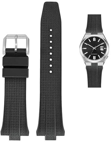 HKTS FKM Fluorkautschuk Uhrenarmband für Citizen TSUYOSA Collection NJ0150 NJ0151ME Uhrenarmbänder Herren Damen Armband Bunt(Black)
