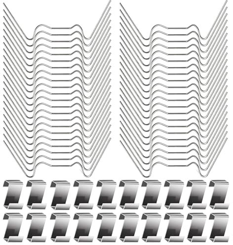 60 Pcs Greenhouse Clips for Glass, Stainless Steel Greenhouse Window Clips, Glass Pane Fixings Clips, W & Z Clips for Aluminium Framed Greenhouses Replacement Accessorie (30 W Glazing & 30 Z Clips)