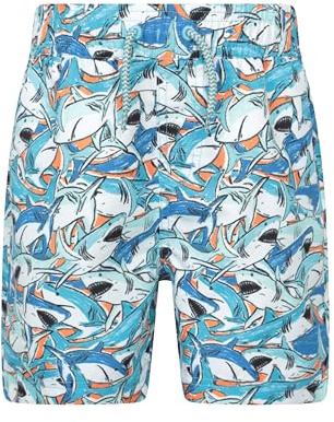 Mountain Warehouse Patterned Kids Boardshorts - Lightweight & Easy Care Swim Shorts with 2 Cargo Pockets & Adjustable Waist - Spring Summer, Swimming, Surfing