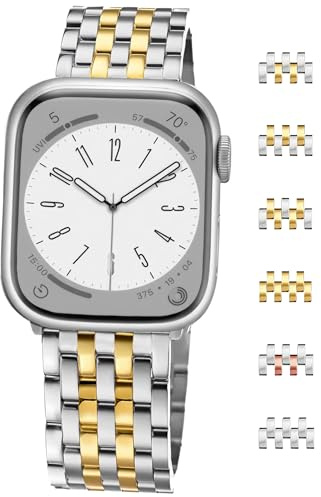 JJii Sung Original Design 7-Gliedriges Metallarmband Kompatibel mit iWatch Armband 38/40/41/42/44/45/46/49mm, Damen Herren Luxuriöses Metall Armband für iWatch Serie 11 10 9 8 7 6 5 4 3 2 1 Ultra SE
