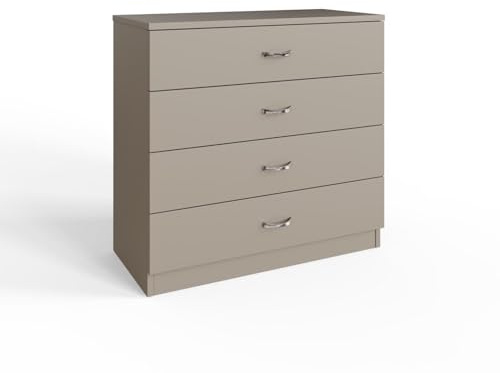 FWStyle Promo Putty 4 Drawer Chest of Drawers Chrome Handles Bedroom Storage 72cm
