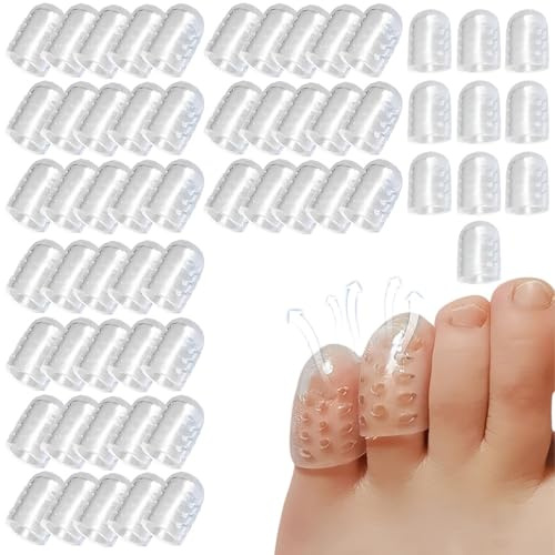 BDEPSTR Protector Dedos Pie,60 Piezas Dedales de Silicona,Protección de Dedo del Pie Transparente,Cubiertas de Dedos,para Adecuado Caminar Correr