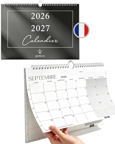 Calendrier Mural 2026 2027 A4, Calendrier Mensuel 18 Mois (Juil.2026 - Dec. 2027),Calendrier Familial Organisateur Planning, Planificateur mensuel