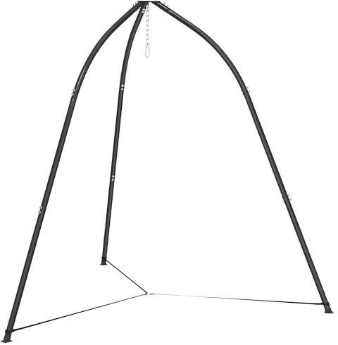 Outsunny Supporto per Sedia sospesa Triangolare Altezza 210 cm, con Catena Regolabile, Base Stabile, Resistente alle intemperie, Struttura per Sedia sospesa per Patio, Giardino, carico 150 kg, Nero