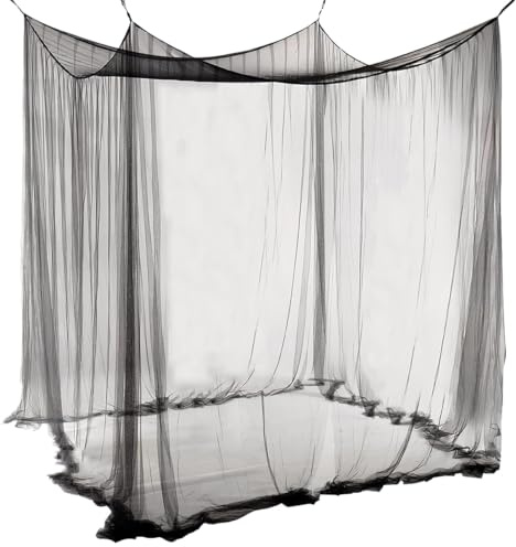 ACTOYS Mückennetz Bett XXL, Moskitonetz Reise Outdoor, Moskitonetz Doppelbett Einzelbett, Betthimmel Rechteckig, Mosquito Net Bed, Himmelbett Vorhänge Terrasse (Schwarz 2 Türen-3x3x2.5M)