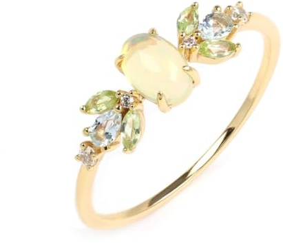 Skcess Trauringe Au 375/585/750 Gold mit Oval Opal, Klassiker Hochzeitsband