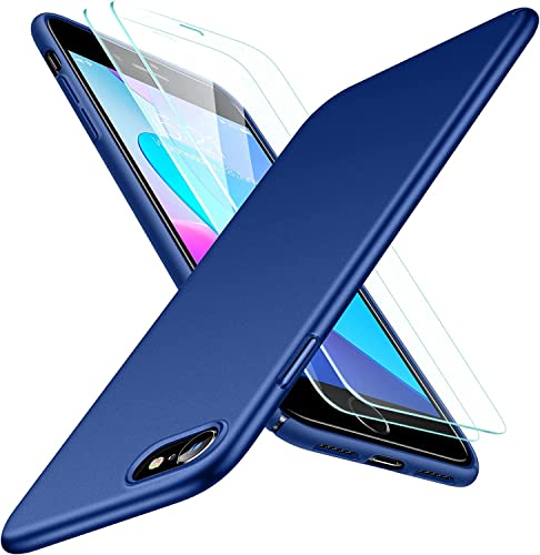 TORRAS für iPhone SE 2020/2022 Hülle, iPhone 8 Hülle Mit (2 Schutzglas) Extrem Dünn Unzerstörbare Stoßfestigkeit Exzellente Kratzfestigkeit Ultra Leicht Handyhülle iPhone SE 2022/2020/8/7 - Blau