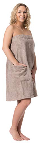 ZOLLNER Falda escocesa para sauna hombre - agradable a la piel y muy absorbente - algodón - con cintura elástica y fermeture à scratch - certificado Oeko Tex®, S-M, fango