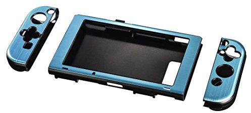 Hama Hardcover Hülle für Nintendo Switch, Metallic-Look, 3-teilig (Cover für Konsole und Joy Cons, ergonomisch für besseren Grip) Slim Bumper, Schutzhülle, Hard-Case metallic-blau