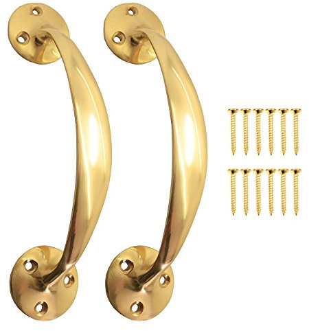 White Hinge 2X Polished Brass 7 Victorian Bow Pull Handles for Kitchen Cabinet Handles
