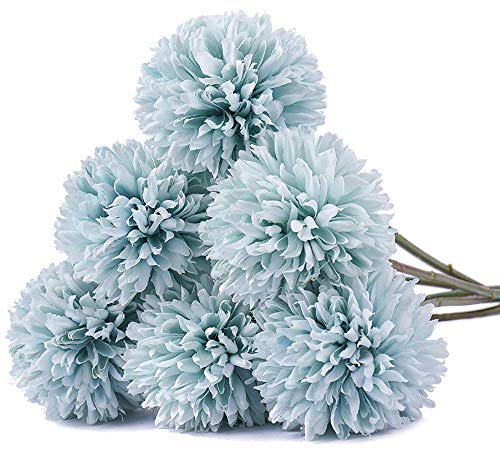Ruiuzi Künstliche Blumen, Seiden-Kunstblumen, Hortensien, 6 Köpfe, Brautstrauß für Zuhause, Garten, Party, Hochzeit, Dekoration, 6 Stück (grau-blau)
