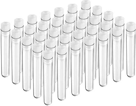 Aibadaliu 50 Stück Klar Plastik Reagenzgläser 12 mal 75 mm mit Schubkappe, 5 ml