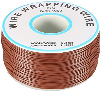 AWG30 656.2FT Breadboard Wrapping Wire PCB Weld PVC Endated Tin Plated Copper Cable, 1 Roll Brown
