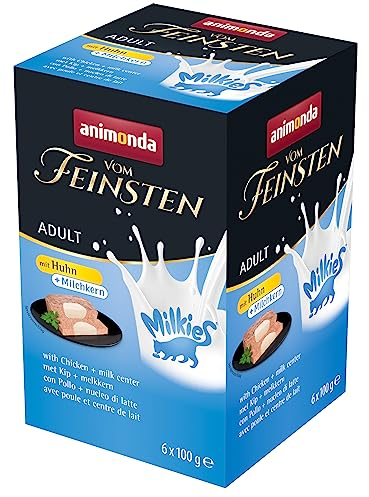 animonda Vom Feinsten Adult Katzenfutter, Nassfutter für ausgewachsene Katzen, mit Huhn + Milchkern, 6 x 100 g