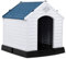 COSTWAY Hundehütte, Hundehaus aus Kunststoff, Hundehöhle mit Erhöhtem Boden & Wasserfestem Dach, Haustierhütte Hundehöhle, für Garten Drinnen Draußen, Blau+Weiß (87,7x78,5x81,5cm)