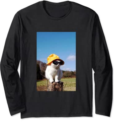 Gelb Ästhetik Vibe Süß Yume Kawaii Katze Lustiges Kätzchen Langarmshirt