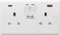 Knightsbridge CU9909 Curved Edge Twin Switched Socket with Dual Fastcharge USB Ports in White, 86.0 mm*146.5 mm*7.0 mm
