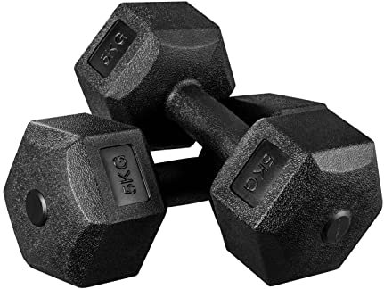 Shoze 2x 5kg Hexagon Dumbbells Set Arm Hand Weight Dumbbell Lifting Exercise Non Slip Hex Strength Training Equipment for Strength Training Home Workout Aerobic