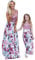 EFOFEI Frauen Mama Und Ich Kleider Boho Flare O-Ausschnitt Kleid Hohe Taille Patchwork Kleid Elastische Taille Maxikleid Lila Flower M