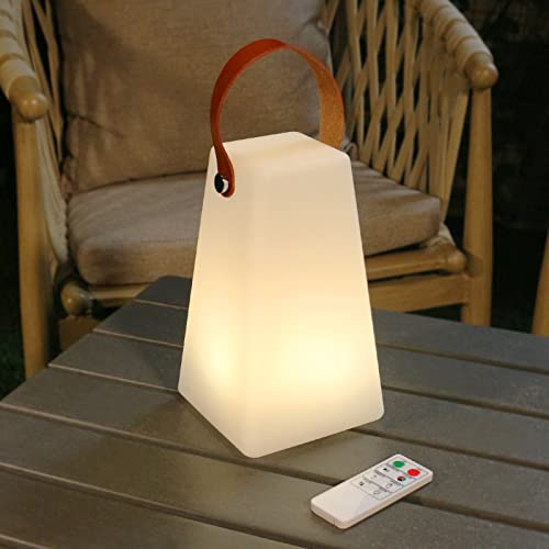 MALUX Outdoor Lampe, Warmweiß 8 Farben Led Tischlampe Akku für Alle Jahreszeiten, Dimmbar Tischlampe Kabellos mit Fernbedienung Wasserdicht IP44 für Haus Garten Hotel (Quadrat)
