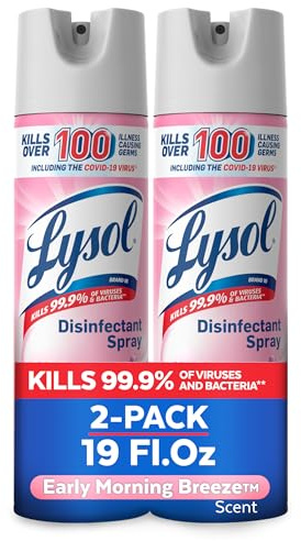 Lysol Disinfectant Spray, Sanitizing And Antibacterial Spray, For Disinfecting And Deodorizing, Early Morning Breeze, 19 Fl Oz (Pack Of 2), Packaging May Vary