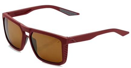 100% Renshaw Square Glacier Style Sunglasses - Durable, Lightweight Active Performance Eyewear w/Rubber Temple Grip & Side Glare Shield