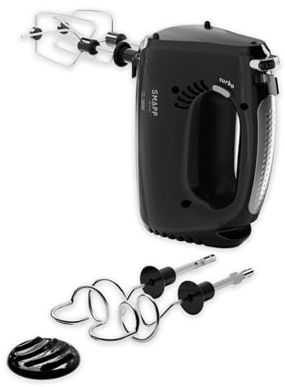 SMAPP 451.4 Handmixer, 580W, Shwarz Küchenmixer, 5 Geschwindigkeiten + Turbo Boost, 2 Rührbesen und 2 Knethaken Edelstahl
