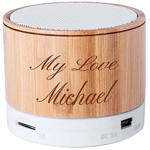Ocadeau Enceinte Bluetooth personnalisé gravé – Enceinte Audio Mini sans Fil Ronde en Bois et avec Gravure Texte