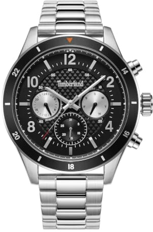 Timberland Herren Armbanduhr Hooksett in der Farbe Silber mit Edelstahlarmband, Gehäusedurchmesser: 46 mm, TDWGK2201004
