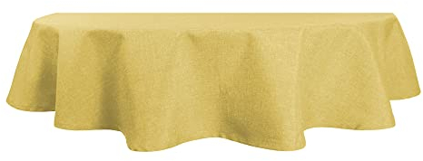 Tischdecke oval Leinenoptik 135x180 cm Lotuseffekt Tischwäsche Wasserabweisend Tischtuch Fleckenabweisend Bügelfrei Abwischbar Waschbar Innen und Außen Perleffekt (Gelb, 135 x 180 cm)