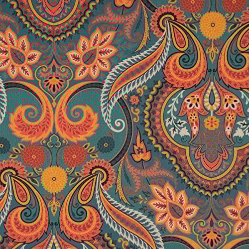 SCHÖNER LEBEN. Dekostoff Baumwolle SatDigitaldr. Byzance Ornamente bunt Petrol rot 14