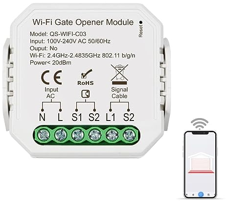 Selindus Alpha WiFi (Wi-Fi) Smart Garage Door & Gate Opener | Mando a distancia inalámbrico + aplicación iOS/Android | Alexa, Google Home & Assistant | Funciona con abridor de puertas de garaje y de