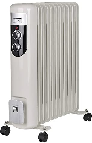 Montafox Ölradiator Elektroheizung 11 Rippen 2500 Watt 3 Heizstufen Elektrischer Heizkörper für Räume bis 50 m² Energiesparend Thermostat Überhitzungsschutz