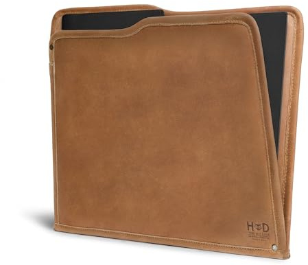 Hide & Drink, Porte-documents rustique en manille fait à la main à partir de cuir pleine fleur, porte-documents/accessoires de bureau et de travail, étui professionnel : acajou single malt