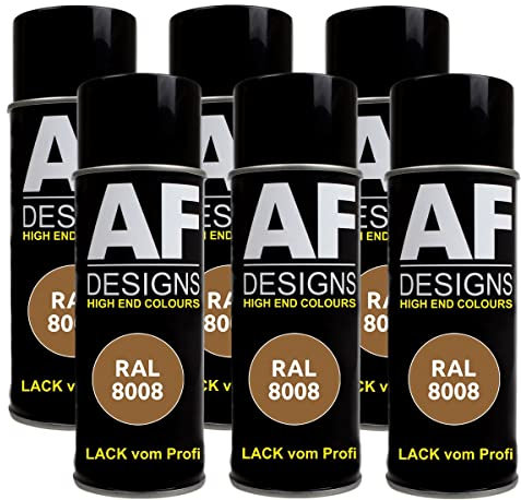 Alex Flittner Designs Lackspray RAL 8008 OLIVBRAUN matt 6x 400ml Spraydose Buntlack Autolack